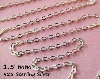 Sterling Silver Flat Cable Chain, 2x1.5 mm, Bulk Jewelry Chain
