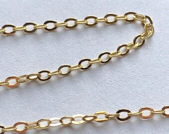 18k Gold Plated Sterling Silver Flat Cable Chain (2x1.5 mm)