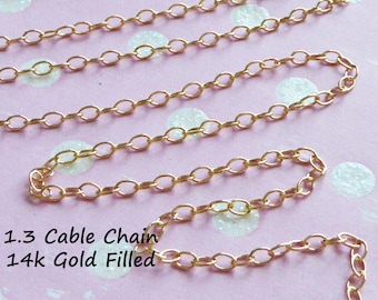 1,3 mm 14k Gold Fill Runde Kabelkette: Zierliche Halsketten Schmuck