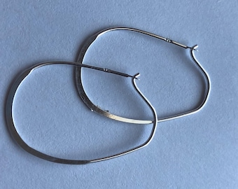 Pendientes de aro alargados de plata de ley, 30 x 16 mm