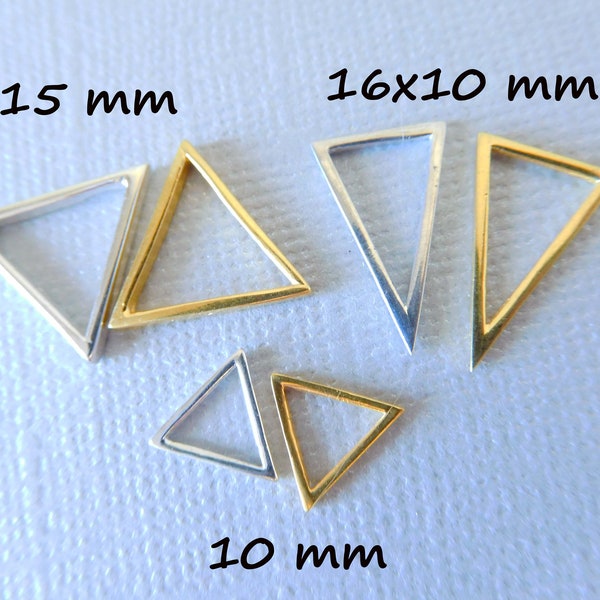 TRIANGLE Pendant Triangle Charm, Sterling Silver or Gold Vermeil / choose 10, 15, or 16x10 mm Jewelry Supply to.10 to.15 to.16 art solo tb t