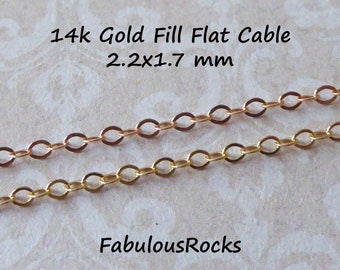 Gold Chain, 14k Gold Fill Cable Chain, Flat Cable Trace Chain, 1.7 mm UPGRADE Bulk Wholesale Necklace Chain Jewelry Supply sgf sgf17
