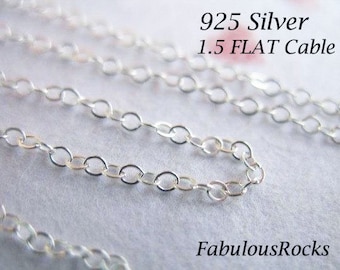 100 feet, Sterling Silver Chain Wholesale / 1.5 mm Flat Cable Chain / Bulk Footage  / unfinished chain SS..S88 hp solo