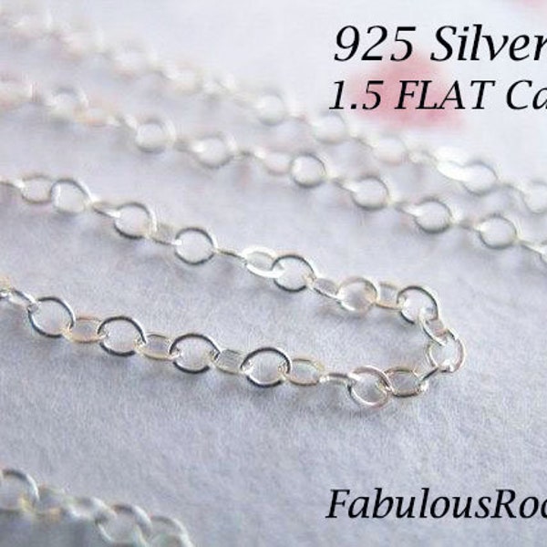 100 feet, Sterling Silver Chain Wholesale / 1.5 mm Flat Cable Chain / Bulk Footage  / unfinished chain SS..S88 hp solo