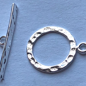 1-20 Sets, Sterling Silver Toggle Clasps Toggle Sets, HAMMERED CIRCLE, 17.5x14 mm, artisan medium organic..wholesale sale. t12