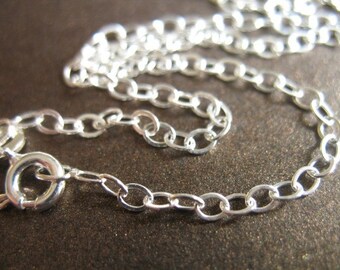 Chaîne sterling argent, chaîne finie / 16 17 ou 18 », 1-10 pcs, choisissez 1,5 1,6 2 2,5 ou 3 mm Câble plat / chaîne collier en gros hp