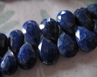 LAPIS LAZULI Pear Briolettes Beads, Luxe AAA , 10-11 mm, Dark Navy Blue, tons of pyrite, 2-10 pieces, September birthstone bridal 1011