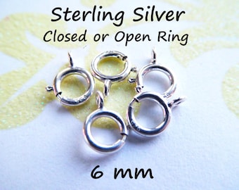 5-500 pcs / 6 mm Spring Ring Clasp Springring Clasp Wholesale Jewelry Supply, OPEN or Closed Ring, Sterling Silver fc.s hp solo cs fc.m