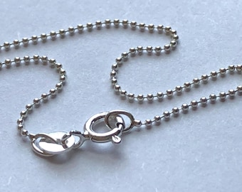 Polished 925 Sterling Silver Faceted Bead Ball Necklace Chain 1mm