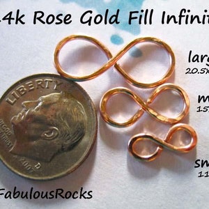 1 to 25 pcs / Gold INFINITY Charms Pendants Links, Handmade / 14k Rose Gold Filled, choose size .. small medium large / n37 rg solo z