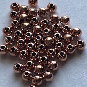 4 mm ROUND Spacer Beads Bulk, 14k Rose Gold Filled, Seamless Rounds, 1.3 mm hole, Wholesale great for mixed metal designs  basicround vsb4rg