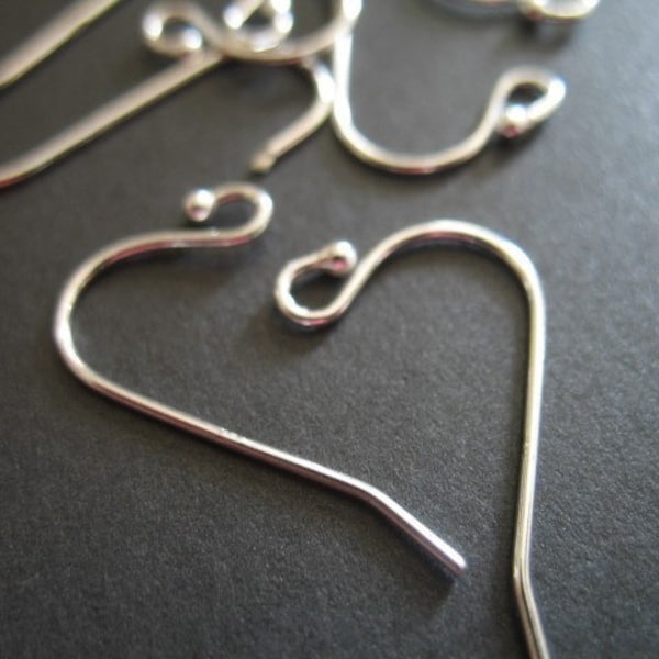 Hook Earrings EarWires Ear Wires, Shephard Hook Ear Hooks Sterling Silver Shepherd Hook French Hook, 21x12 mm, Simple Hook w/ Ball hp fhe.sb