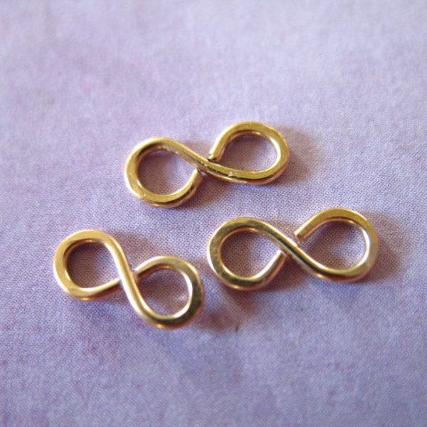 14k Gold Fill INFINITY Charm,  Pendants Links Connectors, Petite, 11.5x5 mm, small love eternity n37 yg