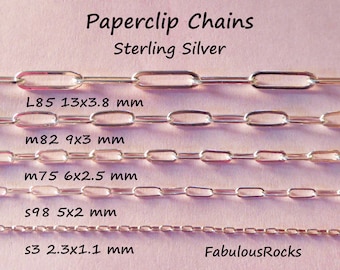 Paper Clip Chain Paperclip Chain Drawn Cable Sterling Silver, 1 2 3 4 5.5 7 mm Rectangle Drawn Cable Bulk Necklace Jewelry Chain q solo