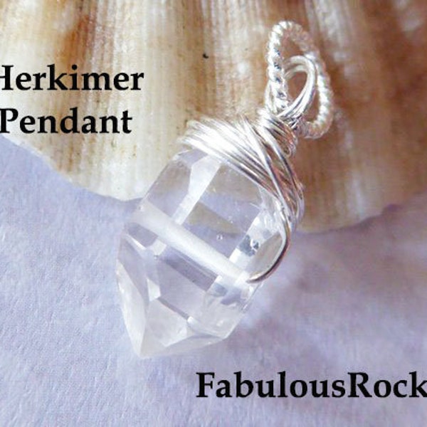HERKIMER Pendentif Herkimer Diamant Charm / HerkimerJewelry Handmade, Herkimer Collier Raw Crystal Quartz / April Birthstone Gemstone gd605