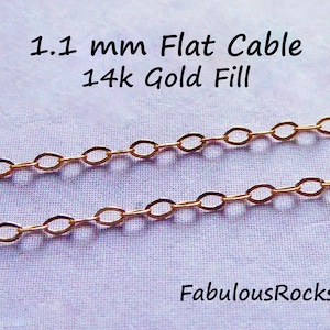 1 to 100 feet / Flat Cable Chain, 1.1 mm Gold Fill Chain, Bulk Necklace Chain  14k Gold Filled Chain  delicate petite chain ssgf sgf15.