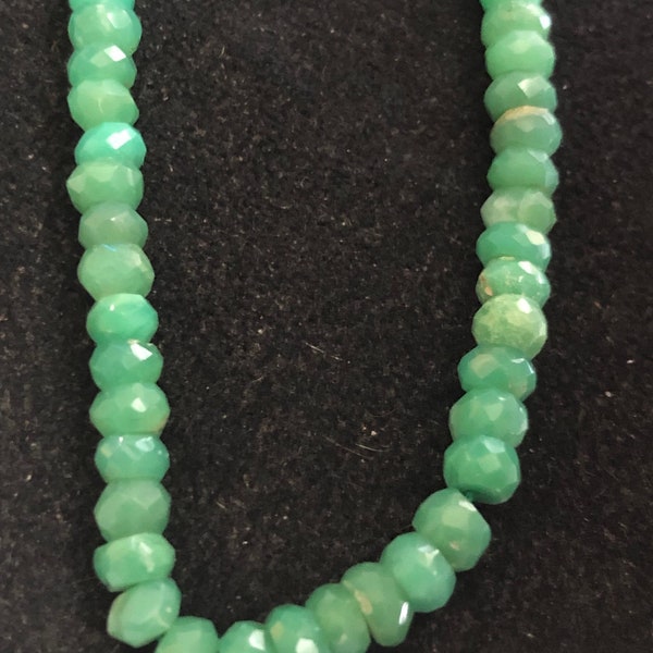 Chrysoprase Rondelles, Luxe AAA, 4-4.5 mm, Faceted, 1/4 Strand, Natural, Australian may birthstone tr