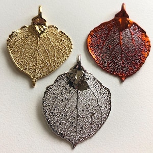 REAL ASPEN Leaf Pendant Charm, Genuine Sterling Silver Plated, 1-1.5 inch, SMALL, fall woodland weddings nature bridal jewelry solo gdc tpl