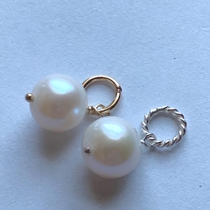 White Pearl Charm Pendant: June Birthstone Solitaire Jewelry image 1