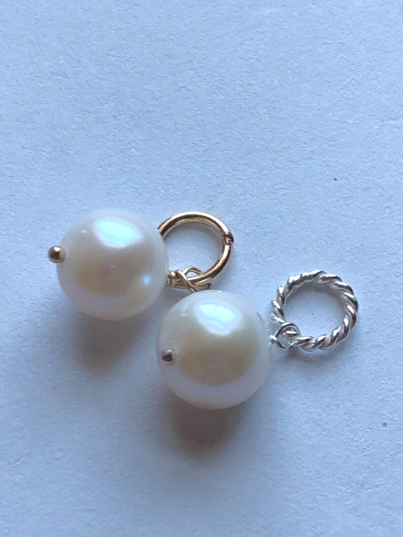 White Pearl Charm Pendant: June Birthstone Solitaire Jewelry image 1