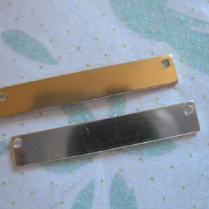 2-10 pcs, Gold or Sterling Silver Bar Pendant Charm Link Earring Bar Drops Bar Dangles RECTANGLE Bar, 26.5x2.2 mm, minimal nh image 3