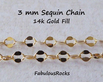 Gold Fill SEQUIN Chain Double Bar Chain Dapped Sequin Chain, 3.5x3 mm, Wholesale Gold Sequin Necklace Chain Bracelet Chain mgf m49 q solo