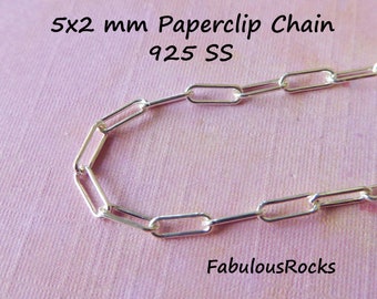 Drawn Elongated Paper Clip Chain, 5x2 mm, Gold Fill or Sterling Silver PaperClip Necklace Chain, Wholesale Jewelry Chain sgf s95 q solo
