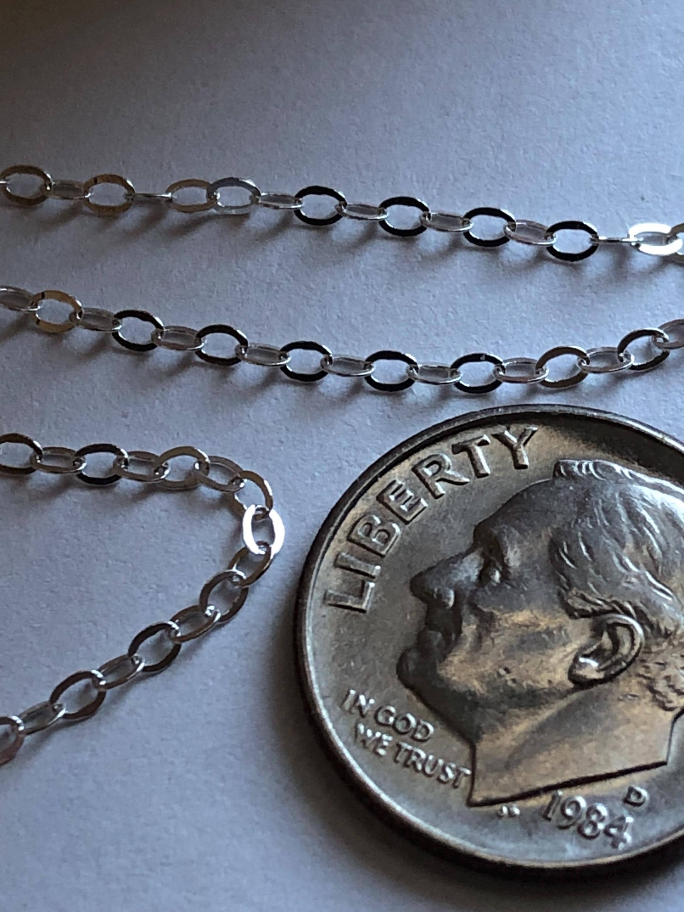 スターリングシルバー 1.5 mm フラットケーブルチェーン：バルク品、未