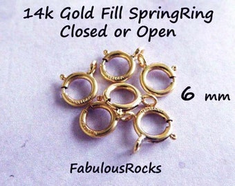 Spring Ring Clasps, 6 mm Gold Fill Spring Ring Clasps, 10-100 pieces Bulk Discount Listing Wholesale Jewelry Supplies Findings fc.s