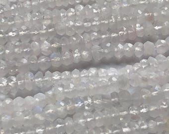 Rainbow Moonstone Rondelle Beads, Luxe AAA Quality, 3-4mm