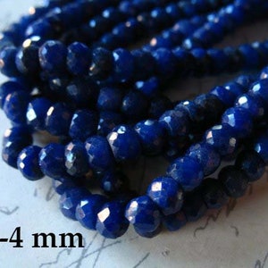 10-50 pcs / SAPPHIRE Beads Rondelle Gems Gemstones / Medium to Dark Blue, 3.5-4 mm, Dyed Luxe AAA / september birthstone dsa tr s 34 image 3