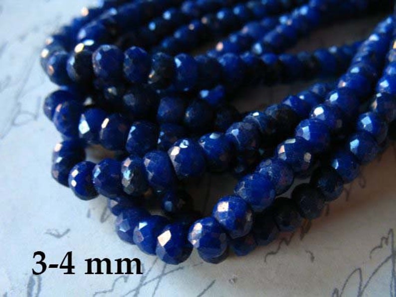 10-50 pcs / SAPPHIRE Beads Rondelle Gems Gemstones / Medium to Dark Blue, 3.5-4 mm, Dyed Luxe AAA / september birthstone dsa tr s 34 image 3