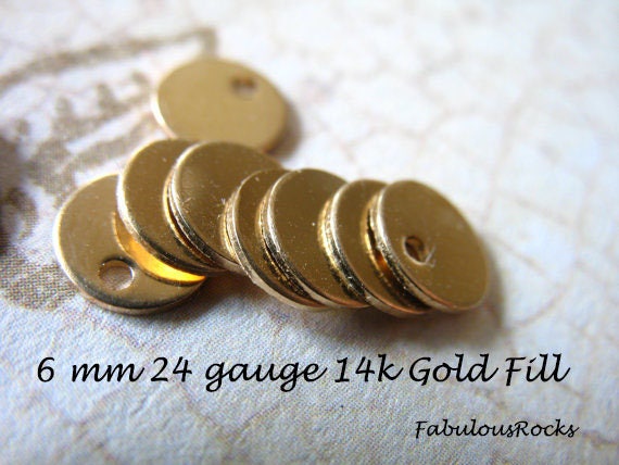 6mm Gold Filled Round Charm Blank - 24 Ga.