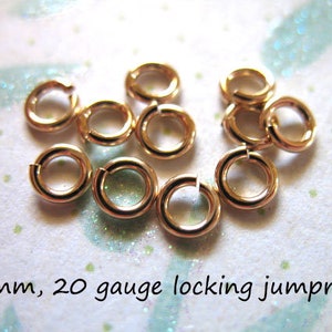 14k Gold Filled Jump Rings Jumprings / 4 mm, 20 ga gauge Locking Jump Lock Jumplock Wholesale jewelry findings, GFJR4mm jr4