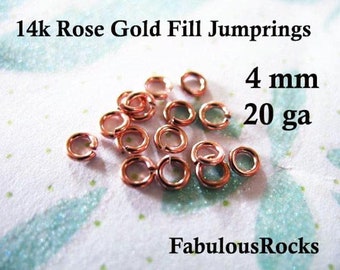 Anillas de salto de oro rosa de 14k, 4 mm, calibre 20, suministros para joyería.