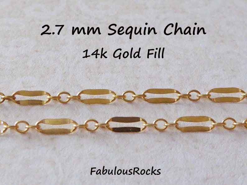 6.5x2.7 mm Sterling Silver Dapped Long and Short Chain Double Bar SEQUIN Chain 14k Gold Filled or 925 SS Necklace Chain q mmss solo c m46