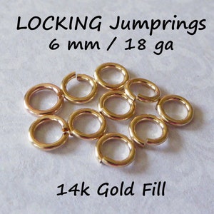LOCKING Jump Rings Locking JumpRings JumpLocks Bulk   6 mm, 18 gauge, 5-100 pc, 14k Gold Filled OPEN Jump Ring Wholesale Finding  fc.m jr6