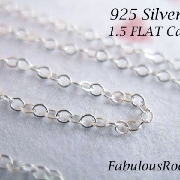 1-500 feet / Sterling Silver Cable Chain Necklace Chain by the Foot, 2x1.5 mm / 15-45% Off Wholesale Chain Bulk Footage, SS.. s88..hp