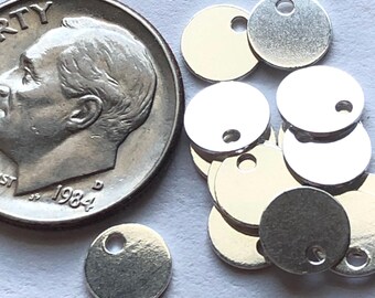 6mm Round Metal Stamping Blanks, 24 Gauge, Tiny Circle Tags