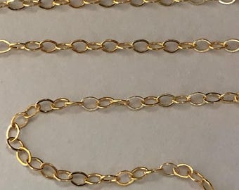 14k Gold Fill Flat Cable Chain, 1.5mm Dainty Necklace, Bulk
