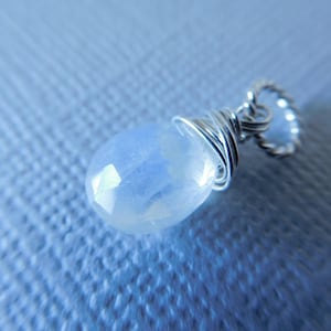 Moonstone Charm Pendant, smooth cut, Pear, 14k Gold Filled or Sterling Silve Wire Wrapped Gemstone Bridal Bridesmaids Gifts gd85a solo image 7