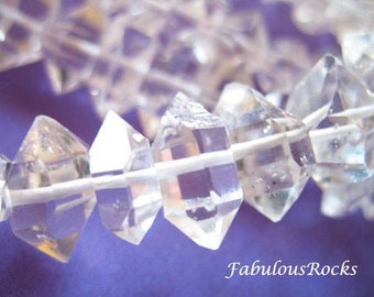 5-7, 7-8, 8-10, or 10-12 mm / Herkimer Diamond Beads Nuggets Raw Clear Quartz Crystal Herkimer Diamond Gems / Center Drilled Herkimer Gems