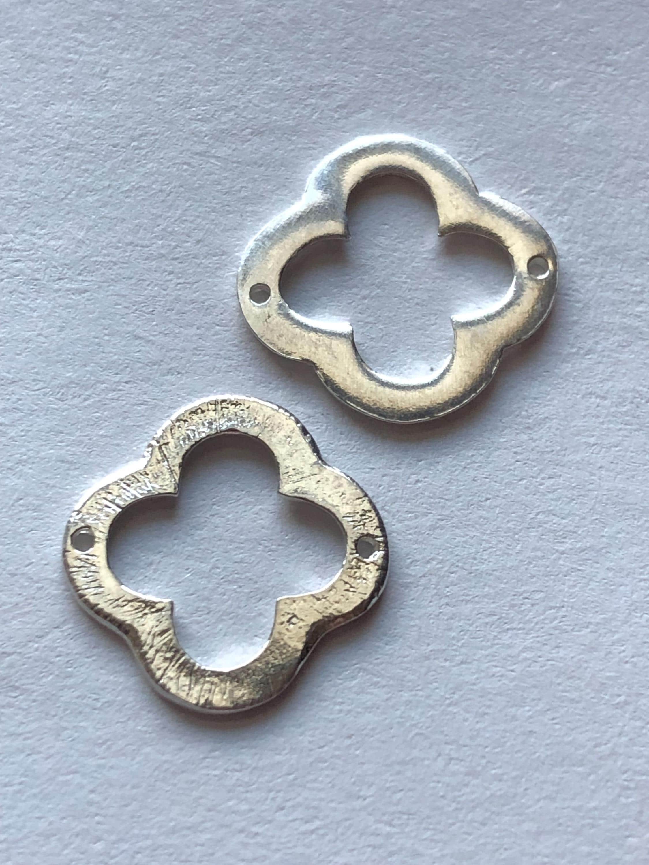 Sterling Silver Clover Charms, Quatrefoil Link Connector 