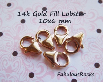 14k Gold Fill Lobster Clasp, Jewelry Findings (10x6 mm)