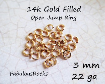 14k Gold Fill Open Jump Rings, 3mm 22 Gauge