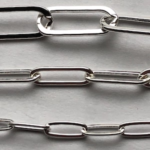 Cable Chain Sterling Silver Paper Clip Drawn Cable Necklace Bracelet Chain, 2 3 4 5 mm Rectangle Paperclip Wholesale Jewelry Supplies solo q
