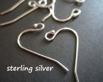1-100 pairs, Sterling Silver French Hook Earrings Ear Wires Earwires, Single Ball Classic Basic  21x12 mm, wholesale hp solo fhe.sb