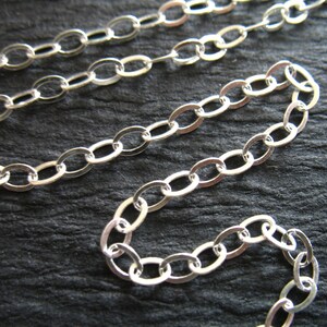 Silver Chain by the foot, 925 SS Sterling Silver Flat Cable, 3.5x2.6 mm, light medium, 10% less wholesale chain, MMSS M52 hp image 3