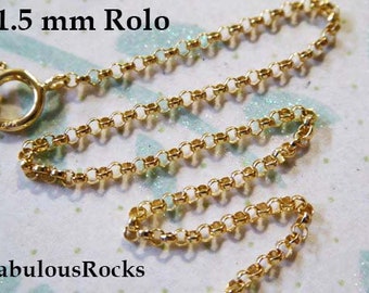 Gold ROLO Chain, 1.5 mm, 14k Gold Fill Necklace Chain Neck Chain / 16 18 20 24 30 36", g7.16 g7.18  g7.20 g7.24 g7.30 g7.36  solo tpc sfc ib