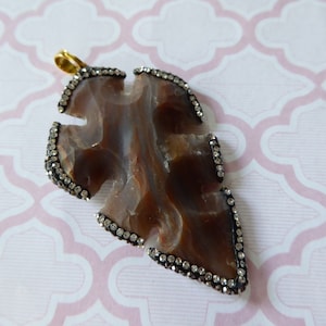 Jasper pijlpunt pijl hoofd hanger charme w / Strass cz effenen / 2-2,5-inch, boho boho pp ap10.5